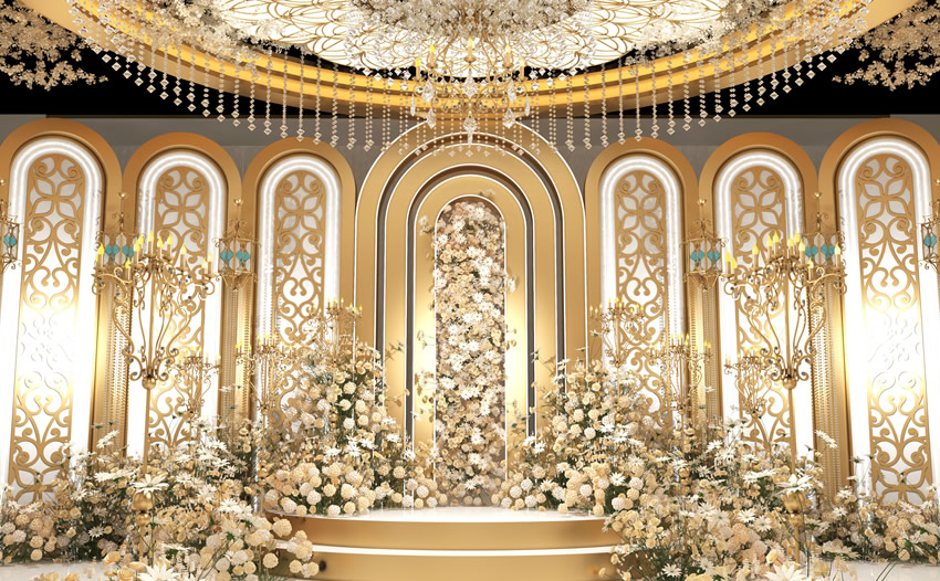 长葛香槟色调婚礼堂效果展示